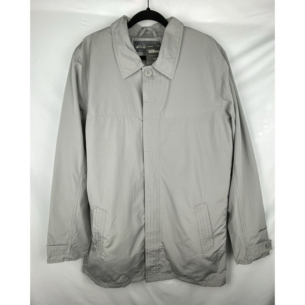 Eddie Bauer Jacket Mens TL‎ Gray Goose Down Winter Trench All Seasons Waterproof